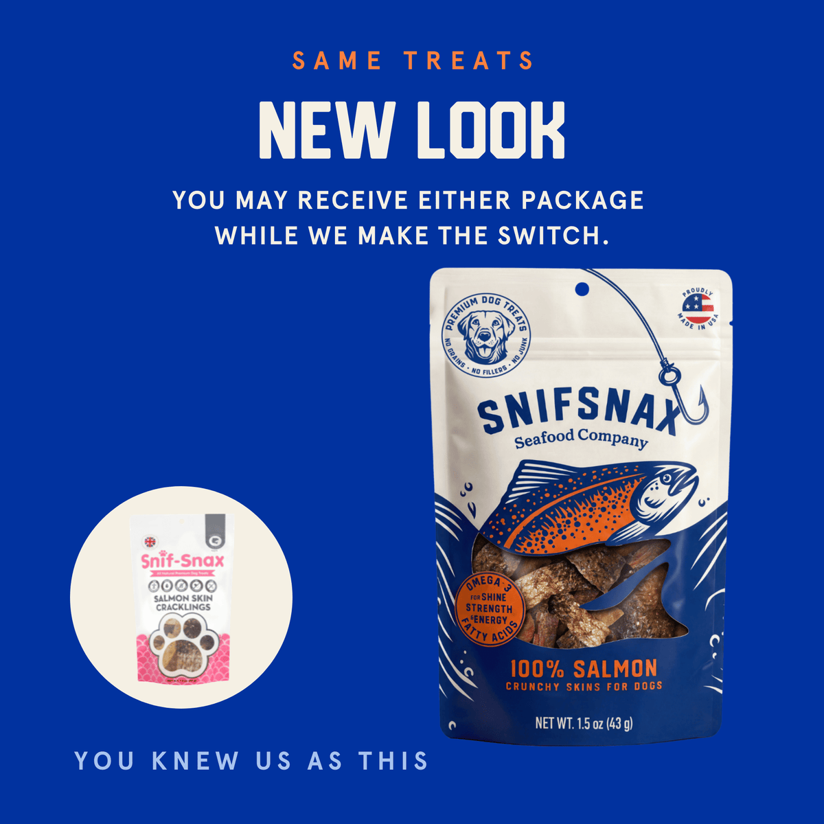 100% Salmon Crunchy Skins Dog Treats (3-Pack) | SnifSnax