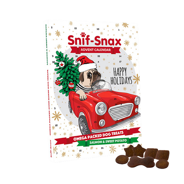 Leks! Familiar Dog スノーボード Dog Advent Calendar | Omega-Rich Salmon Holiday Treats | Snif-Snax