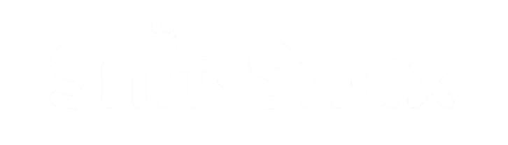 Solid white color logo Snif Snax